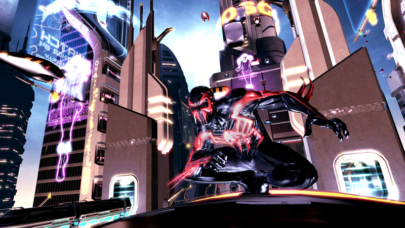 Illustration for article titled Spider-Man 2099 Makes His Official Shattered Dimensions Debut